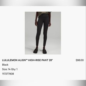 Lululemon Align high-waisted leggings 28”